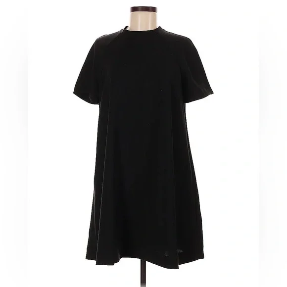 & Other Stories Black Crushed Velvet A- Line Dress - Picture 2 of 7